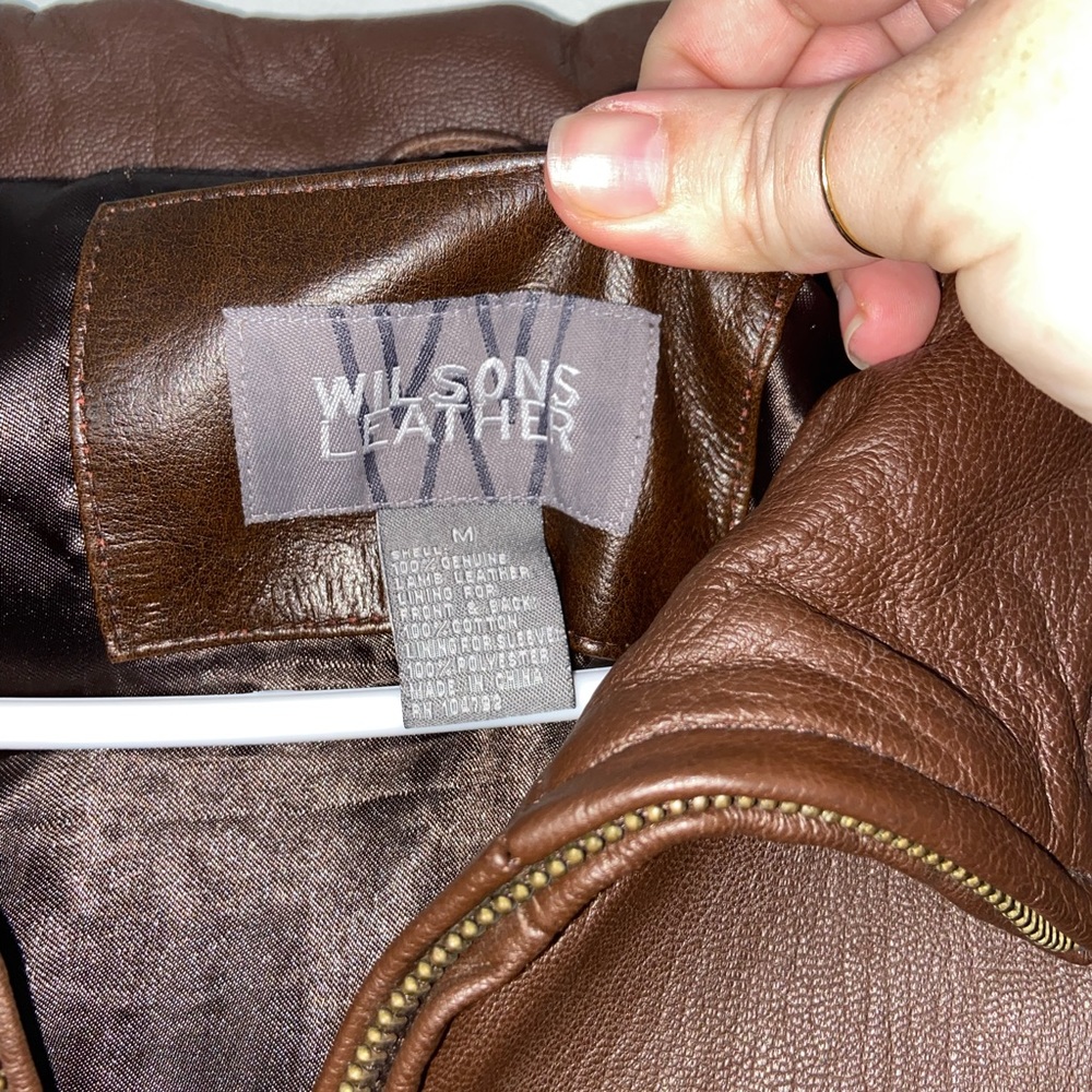 Wilson Leather Lamb Leather Brown Hooded Trench Coat - Size Medium - Picture 5 of 11